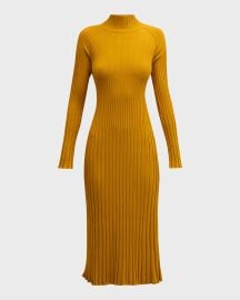 Proenza Schouler Carmen Mock-Neck Long-Sleeve Rib Midi Dress at Neiman Marcus