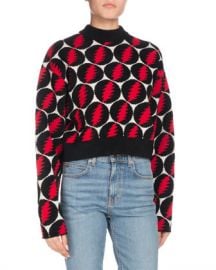 Proenza Schouler Crewneck Long-Sleeve Lightning-Bolt Pullover Sweater at Neiman Marcus