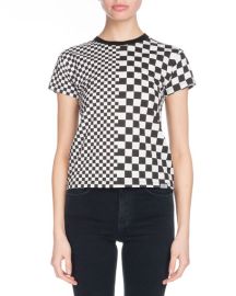 Proenza Schouler Crewneck Short Sleeve Check Print Tee at Bergdorf Goodman