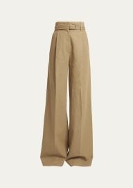 Proenza Schouler Dana Belted Cotton-Blend Suiting Puddle Pants - at Bergdorf Goodman