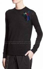 Proenza Schouler Embroidered-Patch Wool Sweater Gray at Neiman Marcus