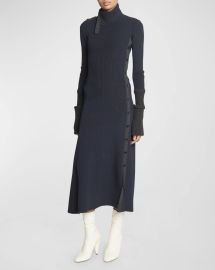 Proenza Schouler Fine Rib Knit Long Sleeve Midi Sweater Dress at Neiman Marcus