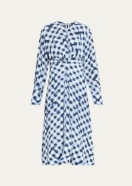 Proenza Schouler Keria Printed Crepe De Chine Long-Sleeve Midi Dress - at Bergdorf Goodman