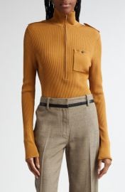 Proenza Schouler Norah Half Zip Rib Top at Nordstrom