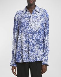 Proenza Schouler Norman Printed Viscose Crepe De Chine Collared Top at Neiman Marcus