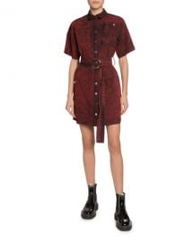 Proenza Schouler PSWL Short-Sleeve Belted Snap-Front Shirt Dress at Neiman Marcus