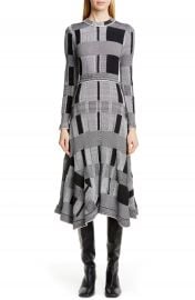 Proenza Schouler Plaid Long Sleeve A-Line Sweater Dress   Nordstrom at Nordstrom