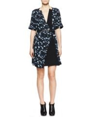 Proenza Schouler Printed Belted Half-Sleeve Dress at Neiman Marcus