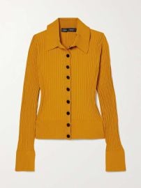 Proenza Schouler Rib Knit Polo Cardigan in Gold at Net a Porter