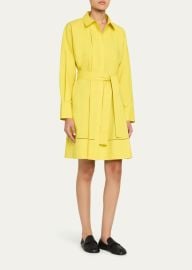 Proenza Schouler Sammy Belted Ladder Stitch Poplin Dress - at Bergdorf Goodman