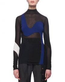 Proenza Schouler Sheer Wave-Knit Colorblock Top at Bergdorf Goodman