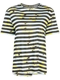 Proenza Schouler Striped Floral Splatter Short Sleeve T-Shirt Striped Floral Splatter Short Sleeve T-Shirt at Farfetch