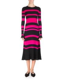 Proenza Schouler Striped Rib Knit Long-Sleeve Midi Dress  Multicolor at Neiman Marcus