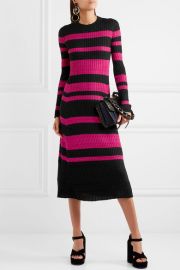 Proenza Schouler Striped ribbed wool-blend midi dress at Net A Porter