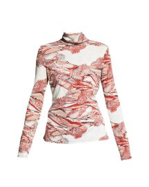 Proenza Schouler Swirl-Print Jersey Turtleneck Top at Neiman Marcus