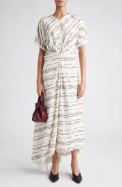 Proenza Schouler Textured Stripe Asymmetric Midi Dress at Nordstrom