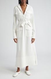 Proenza Schouler Vanessa Long Sleeve Crepe Belted Shirtdress at Nordstrom