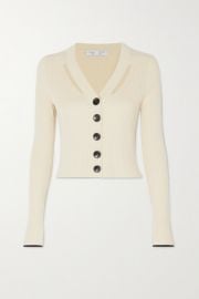 Proenza Schouler White Label - Cutout ribbed silk and cotton-blend cardigan at Net A Porter