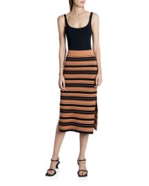 Proenza Schouler White Label Compact Striped Midi Skirt at Neiman Marcus