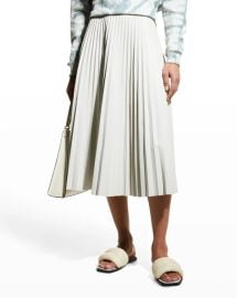 Proenza Schouler White Label Pleated Vegan Leather Midi Skirt at Neiman Marcus