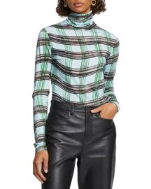 Proenza Schouler White Label Printed Sheer Jersey Turtleneck Top at Neiman Marcus