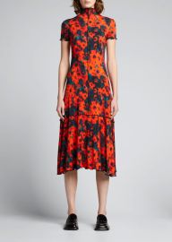 Proenza Schouler White Label Short-Sleeve Sunflower Jersey Dress - at Bergdorf Goodman