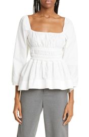 Proenza Schouler White Label Smocked Ruffle Poplin Top at Nordstrom