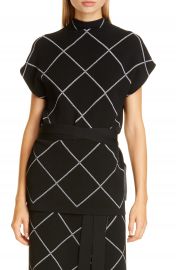 Proenza Schouler Windowpane Check Knit Mock Neck Top   Nordstrom at Nordstrom