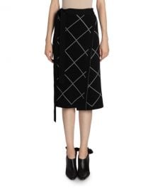 Proenza Schouler Windowpane-Print Wrapped Skirt at Neiman Marcus