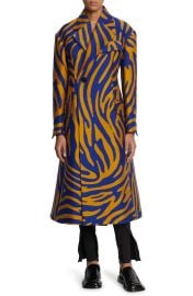 Proenza Schouler Zebra Jacquard Cotton Silk Coat in Cobalt/Bronze  at Nordstrom