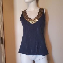 Project Alabama Tops Project Alabamagreen T Handmade Sequin Neck S Blue And Gold Poshmark at Poshmark