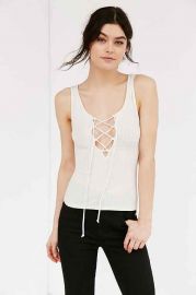 Project Social T Lace-Up Ribbed Tank Top at Urban Outfitters