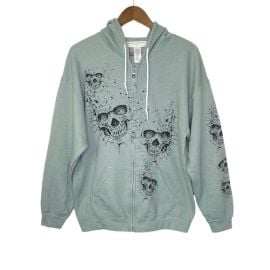 Project Social T Tops Project Social T X Urban Outfitters Skull Zip Up Hoodie Sweatshirt Green Nwt Poshmark at Poshmark