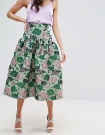 Prom Skirt with Deep Basque in Floral Jacquard at ASOS