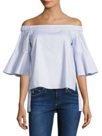 Prose   Poetry - Shane Striped Off-The-Shoulder Bell Sleeves Cotton Top at Saks Fifth Avenue