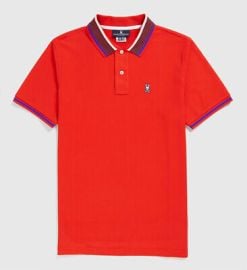 Psycho Bunny Menaposs Red Spice York Stripe Collar Logo Short Sleeve Polo Shirt eBay at eBay