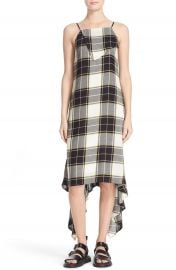 Public School Plaid Asymmetrical Midi Dress at Nordstrom