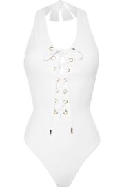 Puerto Rico lace-up halterneck swimsuit at The Outnet