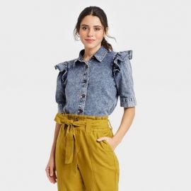 Puff Elbow Sleeve Button-Down Shirt by Who What Wear at Target