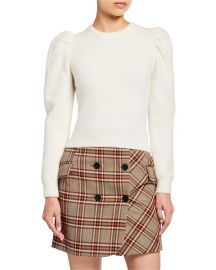 Puff-Sleeve Alpaca Sweater at Neiman Marcus