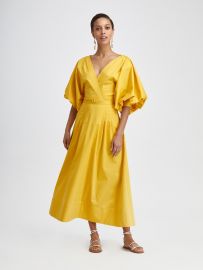 Puff-Sleeve Belted Midi Dress by Oscar de la Renta at Oscar de la Renta