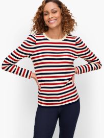 Puff Sleeve Crewneck Pullover - French Stripe Talbots at Talbots