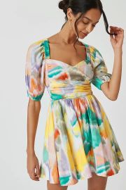 Puff-Sleeve Mini Dress at Anthropologie