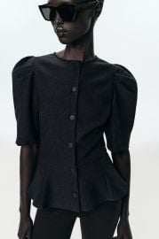 Puff Sleeve Peplum Top at Zara