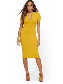 Puff-Sleeve Polo Sweater Dress at NY&C