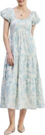 Puff Sleeve Tiered Maxi Dress in Blue Florals at Nordstrom