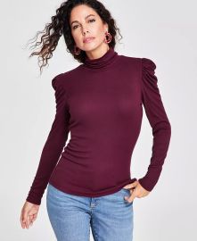 Puff-Sleeve Turtleneck Top at Macys