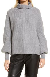 Puff Sleeve Wool amp Cashmere Turtleneck Sweater at Nordstrom