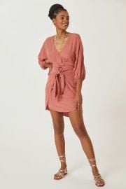 Puff-Sleeve Wrap Mini Dress at Anthropologie