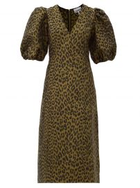 Puff-sleeve leopard-jacquard midi dress at Matches